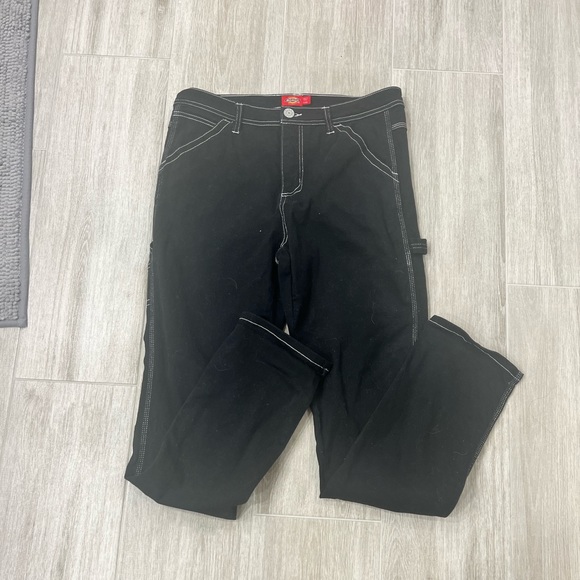 SOLD! ! Dickies Black Cargo Pants with White Top Stitching, Sz 30 - Picture 3 of 8